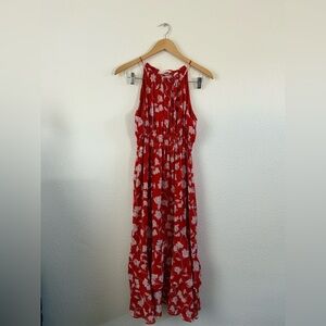 Lush Red and White Floral Maxi Dress